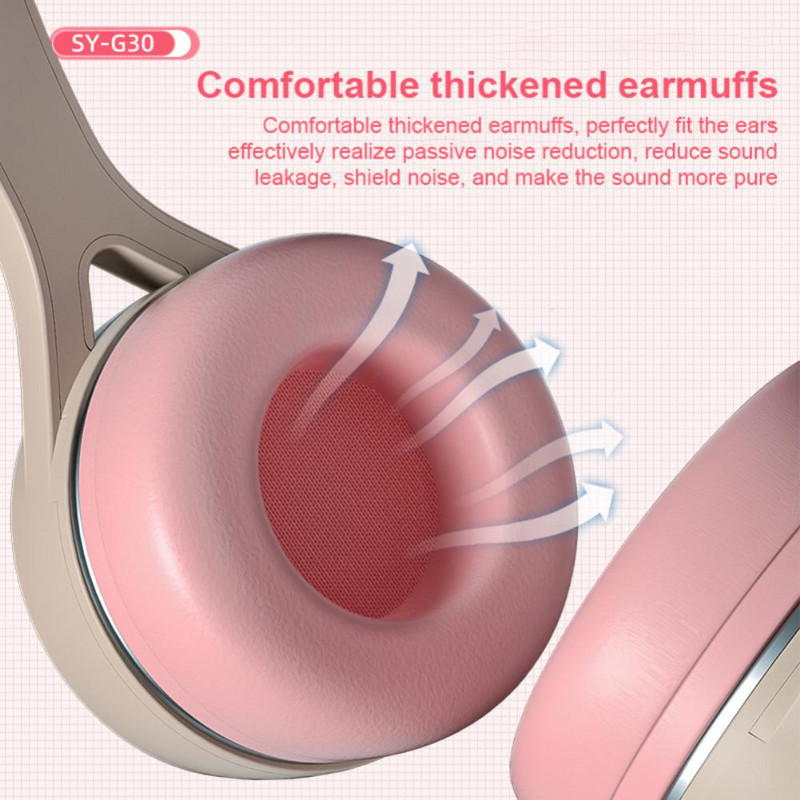 Pink Cat Ear Slušalice za djevojčice Slušalice za smanjenje buke Žičane stereo slušalice za igrice s mikrofonom i LED svjetlom za prijenosno računalo PS4 X-box One