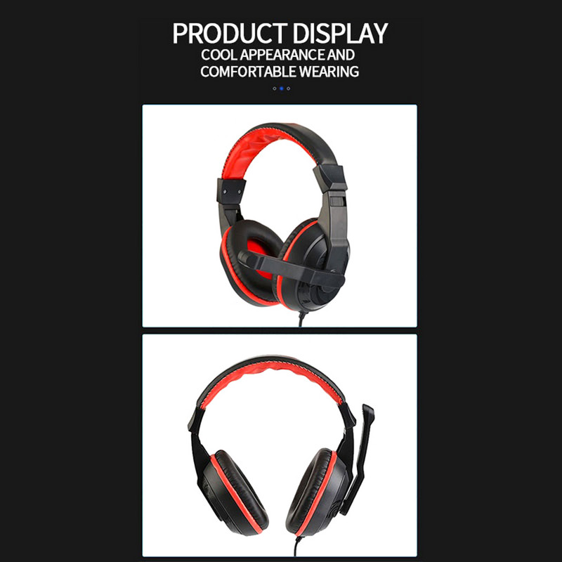 3,5 mm reguliuojamos žaidimų ausinės namų stalinis kompiuteris, laidinis stereo, didelės ausinės su triukšmą slopinančiu mikrofonu nešiojamam kompiuteriui