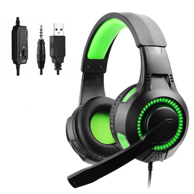 Căști pentru gaming Căști pentru computer Căști cu fir de 3,5 mm pe ureche cu microfon Lumină LED pentru gamer PC laptop PS4 X-box One