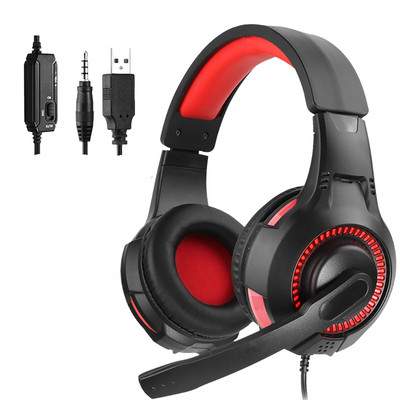 Căști pentru gaming Căști pentru computer Căști cu fir de 3,5 mm pe ureche cu microfon Lumină LED pentru gamer PC laptop PS4 X-box One