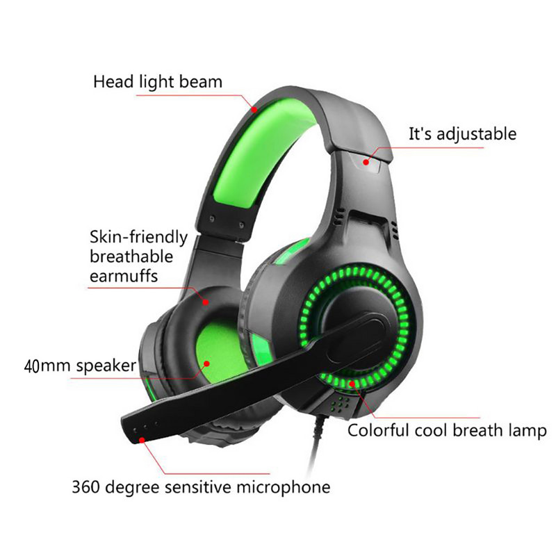 Căști pentru gaming Căști pentru computer Căști cu fir de 3,5 mm pe ureche cu microfon Lumină LED pentru gamer PC laptop PS4 X-box One