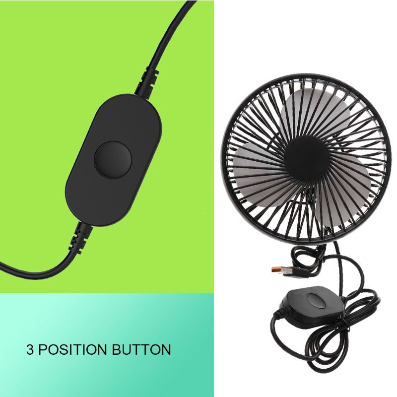 H7EC Ventilator USB Suflanta electrica cu 3 viteze 5V 360 de rotatie reglabila pentru aerisire auto