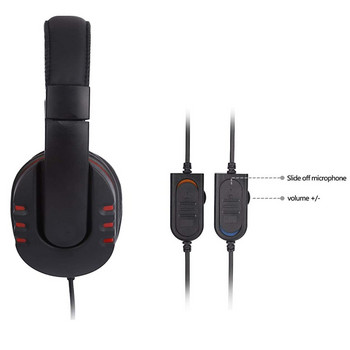 Στερεοφωνικά ακουστικά παιχνιδιών 3,5 χιλιοστών με ενσύρματο στερεοφωνικό ακουστικό κεφαλής με έλεγχο έντασης ήχου μικροφώνου για φορητό υπολογιστή tablet SONY PS4