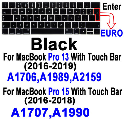 Macbook Air Pro13 M1 jaoks A2337A2338 Pro13 12 15 sülearvuti klaviatuurile Kaitsekile MacBook Pro16 must silikoonist klaviatuuri kate
