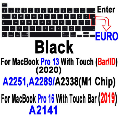 Macbook Air Pro13 M1 jaoks A2337A2338 Pro13 12 15 sülearvuti klaviatuurile Kaitsekile MacBook Pro16 must silikoonist klaviatuuri kate