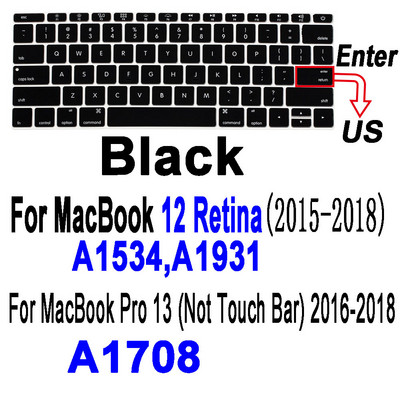 Macbook Air Pro13 M1 jaoks A2337A2338 Pro13 12 15 sülearvuti klaviatuurile Kaitsekile MacBook Pro16 must silikoonist klaviatuuri kate