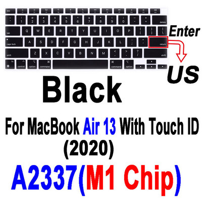Macbook Air Pro13 M1 jaoks A2337A2338 Pro13 12 15 sülearvuti klaviatuurile Kaitsekile MacBook Pro16 must silikoonist klaviatuuri kate