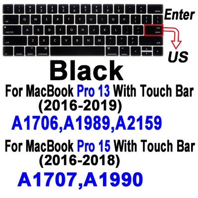Macbook Air Pro13 M1 jaoks A2337A2338 Pro13 12 15 sülearvuti klaviatuurile Kaitsekile MacBook Pro16 must silikoonist klaviatuuri kate