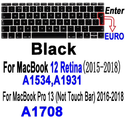 Macbook Air Pro13 M1 jaoks A2337A2338 Pro13 12 15 sülearvuti klaviatuurile Kaitsekile MacBook Pro16 must silikoonist klaviatuuri kate
