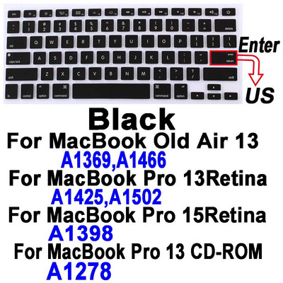 Macbook Air Pro13 M1 jaoks A2337A2338 Pro13 12 15 sülearvuti klaviatuurile Kaitsekile MacBook Pro16 must silikoonist klaviatuuri kate