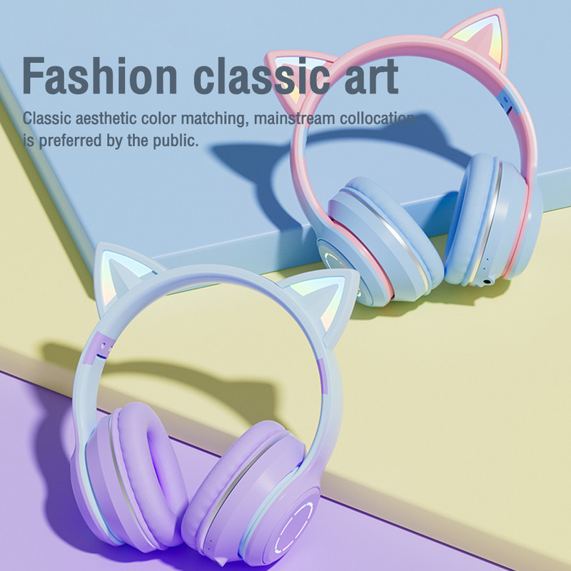 Sklopive bežične Bluetooth slušalice Hifi Stereo Glazba Mačje uho Velike slušalice Sportske igre Slušalice Kaciga Za telefon PC Prijenosno računalo