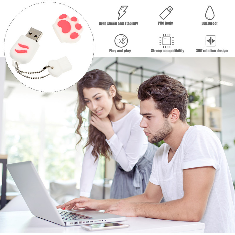 Cat's Claw High Speed ​​​​U Disk Zoa Cartoon Pen Drive Cat Paw USB Thumb Drive PVC USB USB atmintinė Cartoon Thumb Drive
