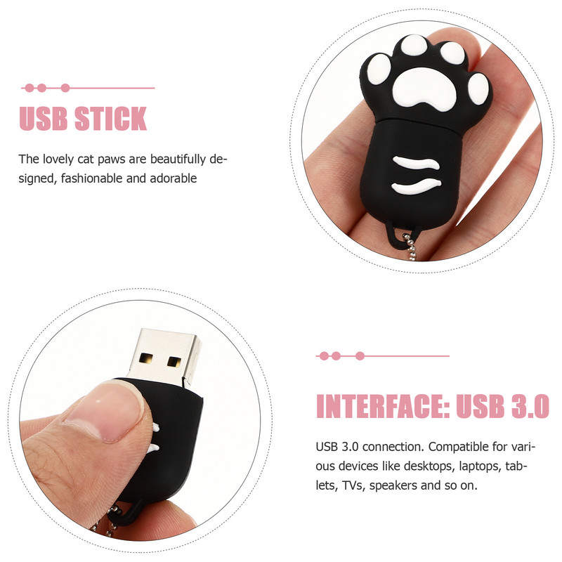 Cat's Claw High Speed ​​​​U Disk Zoa Cartoon Pen Drive Cat Paw USB Thumb Drive PVC USB USB atmintinė Cartoon Thumb Drive