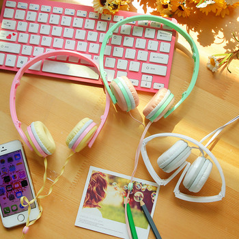 Подаръци за рожден ден Сладки слушалки с микрофон Сгъваеми детски слушалки с микрофон в цвят бонбон Слушалки за смартфон Момиче Деца Лаптоп Xiaomi PC