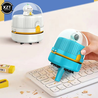 Mini vezeték nélküli asztali kézi porszívó, hordozható otthoni autós USB-vel újratölthető kis asztali porszívó éjszakai fény