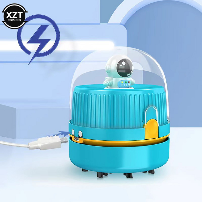 Mini bezvadu galda rokas putekļu sūcējs, pārnēsājams mājas automašīnas USB uzlādējams mazs galda putekļsūcējs nakts gaisma