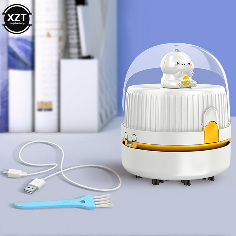 Mini bezvadu galda rokas putekļu sūcējs, pārnēsājams mājas automašīnas USB uzlādējams mazs galda putekļsūcējs nakts gaisma