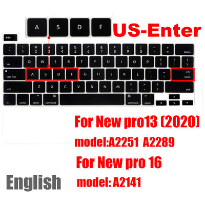 За macbook pro13 2020 Капак на клавиатурата Защитно фолио за лаптоп 13" A2289 A2251 A2141 За MacBook pro 16 силиконови калъфи за клавиатура