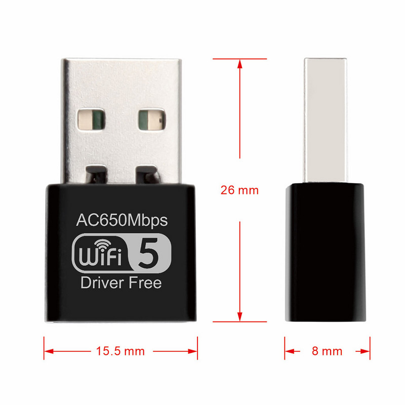USB mrežna kartica 2,4 GHz 5,8 GHz dvopojasni WiFi prijemnik Besplatni pogon USB 2.0 Ethernet PC mrežni LAN ključ s 802.11b/g/n uređajem