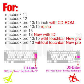 Със ñ испански протектор на капака на клавиатурата за macbook pro13 A2159 A1990 За macbook air 13 A1932 A1466 Защитно фолио за клавиатурата
