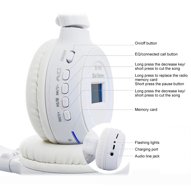 Kõrvaklappide juhtmeta Bluetooth-ühilduvus LCD HiFi stereomuusikapea külge kinnitatud juhtmega kõrvaklapid mikrofoniga sülearvuti peakomplektiga