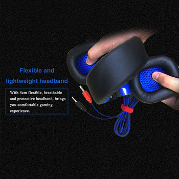 Слушалки за геймърски слушалки за лаптоп с микрофон с USB 3,5 мм интерфейс LED контрол на силата на звука Слушалки за уши