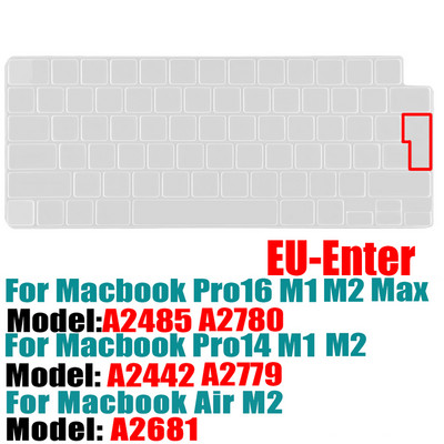 Za novi MacBook Pro14 16 2021M2 A2442A2485A2681A2779 Keybaord cvoer Rusija Čile Korejski Francuska Zaštitna silikonska futrola za tipkovnicu