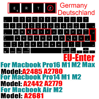 Za novi MacBook Pro14 16 2021M2 A2442A2485A2681A2779 Keybaord cvoer Rusija Čile Korejski Francuska Zaštitna silikonska futrola za tipkovnicu