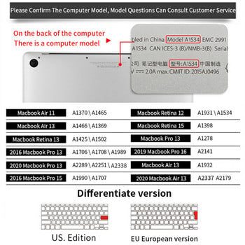 Капак на клавиатурата на лаптоп за Macbook Air 13 инча Modle 2019 A2179 2020 M1 A2337 EU US English language Капак на клавиатурата Силиконова кожа