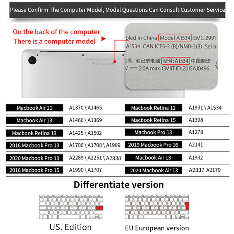 Poklopac tipkovnice za prijenosno računalo za Macbook Air 13 inča Modle 2019 A2179 2020 M1 A2337 EU US engleski jezik Poklopac tipkovnice Silikonska koža