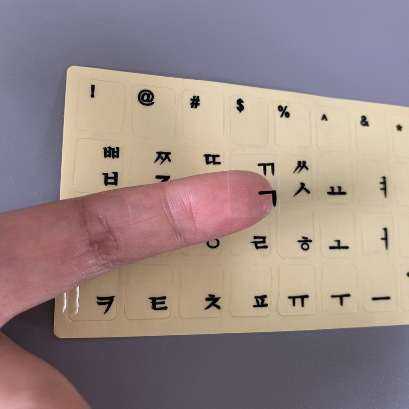 Eco-Environment Πλαστικό Λευκό Μαύρο Κόκκινο Μπλε Πράσινο Αυτοκόλλητα πληκτρολογίου Κορεατικού Γράμματος σε διαφανές φόντο