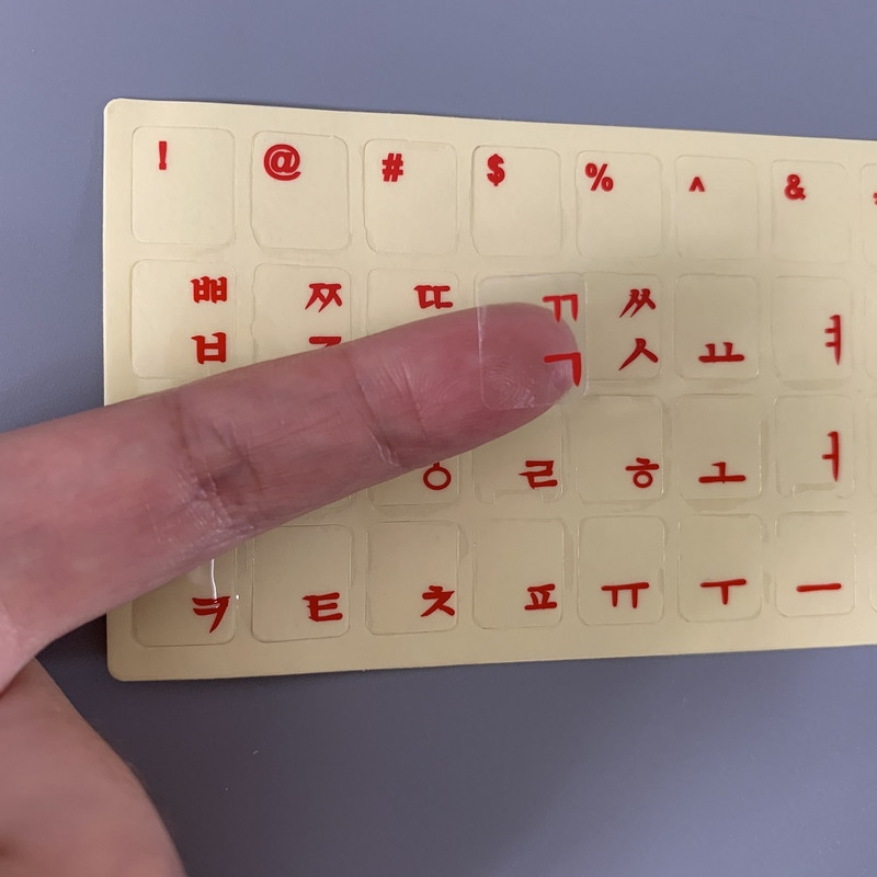 Eco-Environment Πλαστικό Λευκό Μαύρο Κόκκινο Μπλε Πράσινο Αυτοκόλλητα πληκτρολογίου Κορεατικού Γράμματος σε διαφανές φόντο