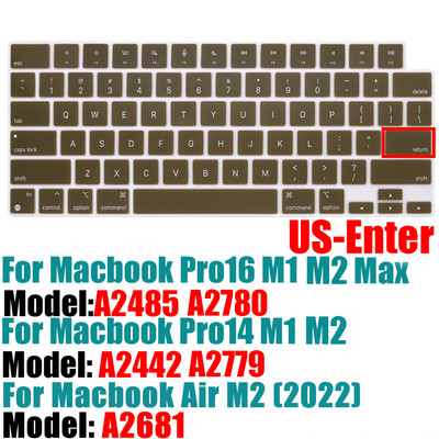 Laptop billentyűzet borító bőre MacBook Air M2 A2681 Pro14 A2442 / MacBook Pro 16 A2485 2021 M1Color szilikon billentyűzetvédőhöz
