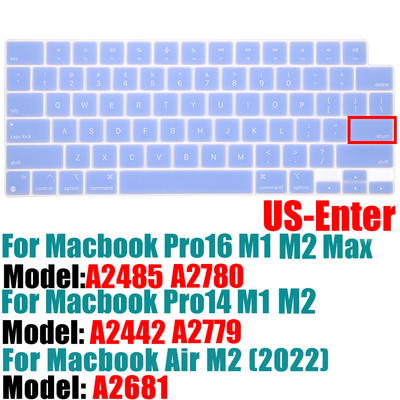 Laptop billentyűzet borító bőre MacBook Air M2 A2681 Pro14 A2442 / MacBook Pro 16 A2485 2021 M1Color szilikon billentyűzetvédőhöz