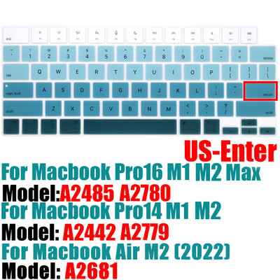 Laptop billentyűzet borító bőre MacBook Air M2 A2681 Pro14 A2442 / MacBook Pro 16 A2485 2021 M1Color szilikon billentyűzetvédőhöz