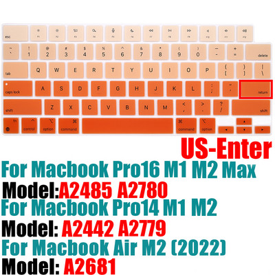 Laptop billentyűzet borító bőre MacBook Air M2 A2681 Pro14 A2442 / MacBook Pro 16 A2485 2021 M1Color szilikon billentyűzetvédőhöz