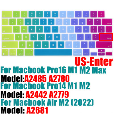 Laptop billentyűzet borító bőre MacBook Air M2 A2681 Pro14 A2442 / MacBook Pro 16 A2485 2021 M1Color szilikon billentyűzetvédőhöz