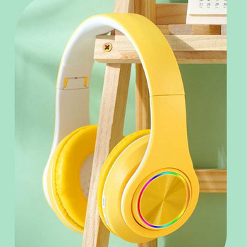 слушалки Слушалки Намаляване на шума Сгъваеми над ухото Безжични слушалки с цветна светлина за телефон Лаптоп