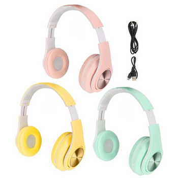 слушалки Слушалки Намаляване на шума Сгъваеми над ухото Безжични слушалки с цветна светлина за телефон Лаптоп
