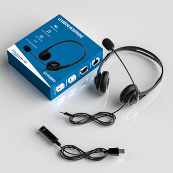 Професионални студентски слушалки Обслужване на бизнес клиенти Рецепция Слушалки USB и 3,5 мм кабелни слушалки за компютърен лаптоп PS4