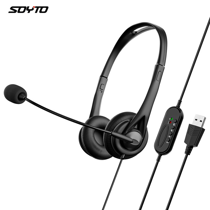 Ακουστικά επαγγελματικών φοιτητών Ακουστικά υποδοχής εξυπηρέτησης πελατών USB και ενσύρματα ακουστικά 3,5 mm για φορητό υπολογιστή PS4