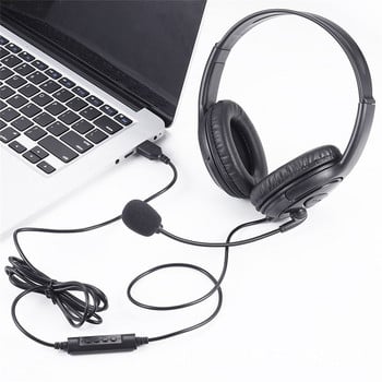Ακουστικά USB Gaming Ρυθμιζόμενα ενσύρματα ακουστικά υπολογιστή με μικρόφωνο Music Gamer ακουστικά για φορητό υπολογιστή Skype Office