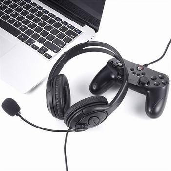 USB геймърски слушалки Регулируеми кабелни компютърни слушалки с микрофон Музикални геймърски слушалки за лаптоп PC Skype Office