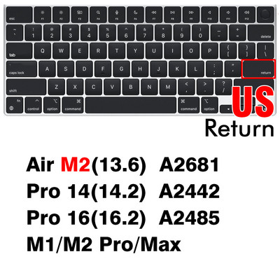 Skaidrus klaviatūros dangtelis skirtas Macbook Air 13 M2 Pro 13 M1 Pro14 15 16 Retina 11 Silikoninis apsauginis odos dėklas A2337 A2779 A2681