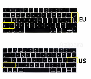 Мек за Macbook Pro 13 15 сензорна лента 2016 2019 Испански EU US Капак на клавиатурата Silicon A1706 A1707 A1989 A1990 Протектор за клавиатура