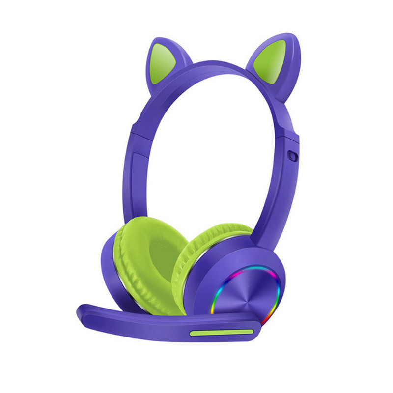 Žičane slušalice za djecu Računalo 3,5 mm priključak Dugi kabel s mikrofonom Mačje uho Modni darovi Stereo prijenosno računalo Slatka LED rasvjeta