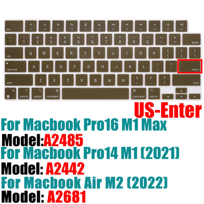 Κάλυμμα πληκτρολογίου για MacBook Pro 14 A2442 / MacBook Pro 16 A2485 2021 με Προστατευτικό πληκτρολογίου σιλικόνης M1 Chip Color Αγγλικά