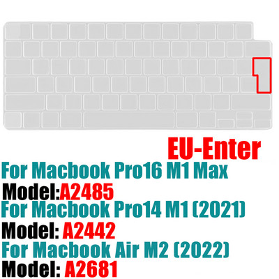 Κάλυμμα πληκτρολογίου για MacBook Pro 14 A2442 / MacBook Pro 16 A2485 2021 με Προστατευτικό πληκτρολογίου σιλικόνης M1 Chip Color Αγγλικά