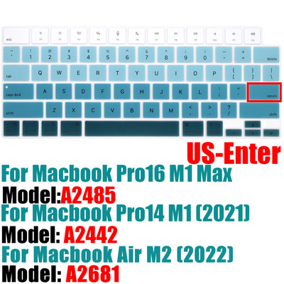 Κάλυμμα πληκτρολογίου για MacBook Pro 14 A2442 / MacBook Pro 16 A2485 2021 με Προστατευτικό πληκτρολογίου σιλικόνης M1 Chip Color Αγγλικά