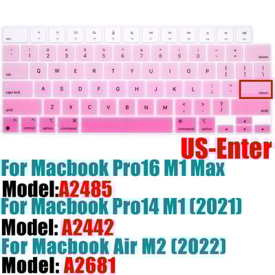 Κάλυμμα πληκτρολογίου για MacBook Pro 14 A2442 / MacBook Pro 16 A2485 2021 με Προστατευτικό πληκτρολογίου σιλικόνης M1 Chip Color Αγγλικά